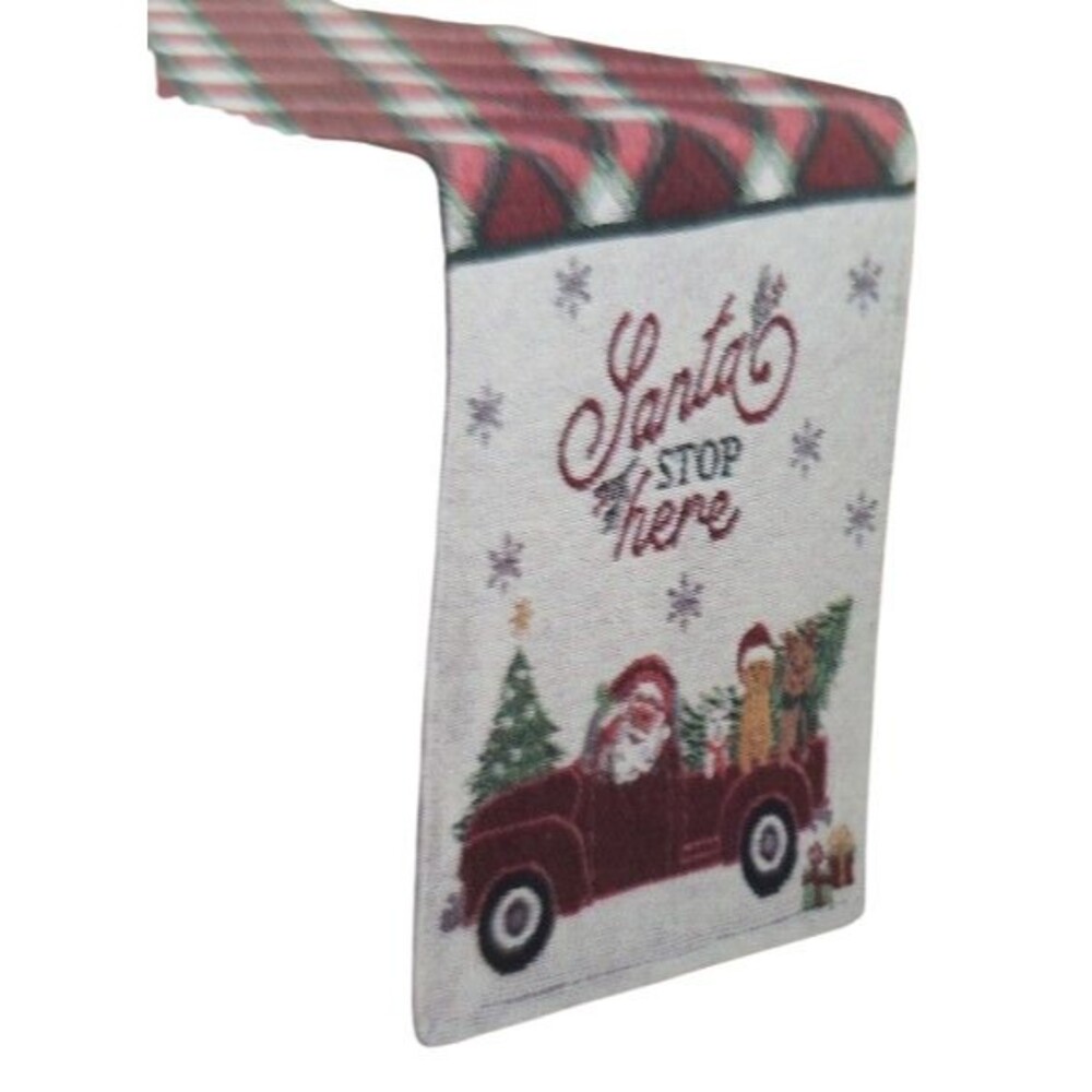 Long Tapestry Table Runner (13"x68") CHRISTMAS,PETS,RED TRUCK,SANTA STOP HERE,DG